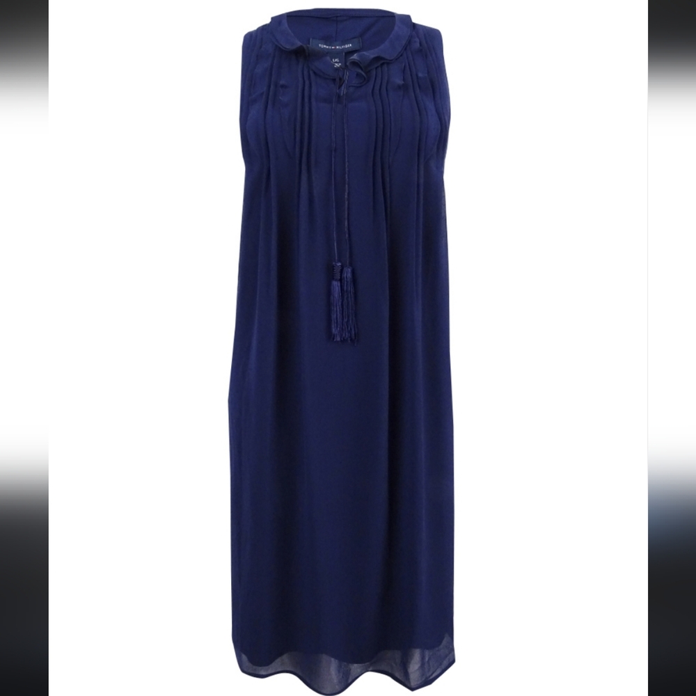 TOMMY HILFIGER Navy Blue  Tassel A-Line Sleeveless Dress Plus Size 2X - Picture 12 of 15